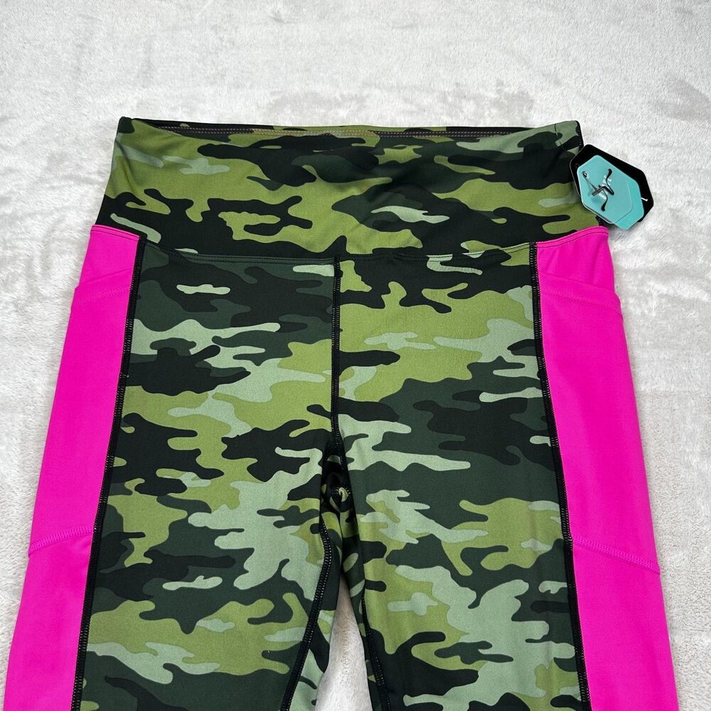 NWT Rise by LuLaRoe Women's Large Camo 7/8 Leggings Hot Pink Stripe High Waist - Picture 3 of 12